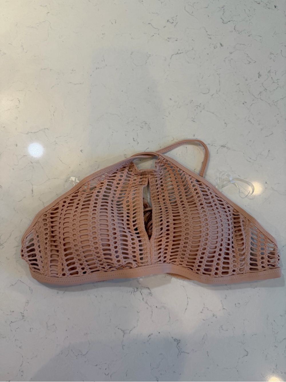 Robin Piccone Blush Crochet Halter Bikini Top - Light Pink